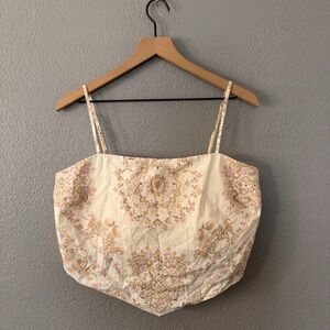 American Eagle Outfitters Cream and Pink Crop Top